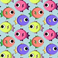 Seamless vector pattern with cute color fish