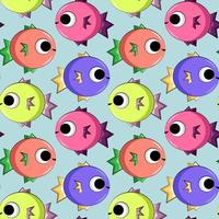 Seamless vector pattern with cute color fish