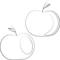 Single element Apple. Draw illustration black and white vector