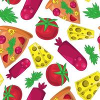 Seamless vector pattern with pizza and ingredients