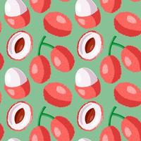 Seamless vector pattern with half pink lychees