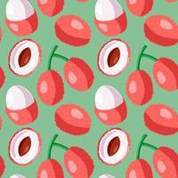 Seamless vector pattern with half pink lychees