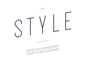 tipografía moderna de fuente de estilo delgado de vector