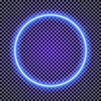 Vector neon circle frame cyan color on transparent background