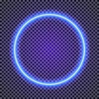 Vector neon circle frame cyan color on transparent background