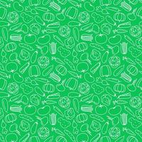 vegetable pattern line style on green background vector