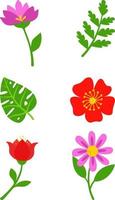 A set of stylized colors highlighted on a white background. Vector flowers in cartoon style, for greetings, weddings, flower design, web design.