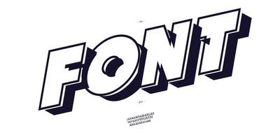 Font 3d bold style UP vector