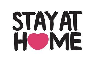 Stay at home - hand drawn quote vector