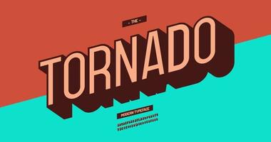 Tornado modern typeface colorful 3d style. Cool original alhabet vector