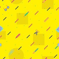 school seamless pattern on yellow background with modern colorful style education