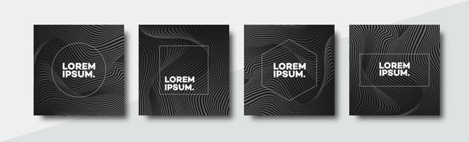 conjunto de plantillas de diseño de portada de forma cuadrada con líneas negras