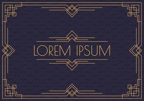 vector invitation card template horizontal art deco and arabic style with frame gold color