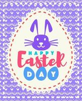 Vector easter greeting card with wish - happy easter day colorful style and bunny