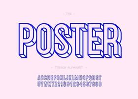Vector poster bold typeface 3d typography sans serif for decoration