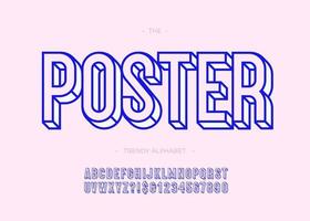 Vector poster bold typeface 3d typography sans serif for decoration