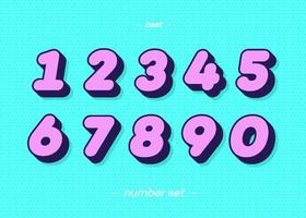 Set of numbers 3d bold trendy typography colorful style vector