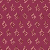 Christmas socks pattern gold color on red background for poster vector