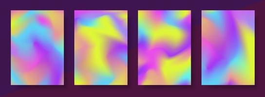 Holographic gradient cover design template set multicoloured background vector