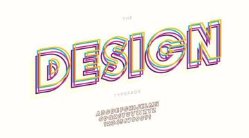 Vector design font line style trendy typography