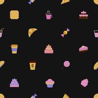 sweet seamless pattern with dessert icons colorful style vector