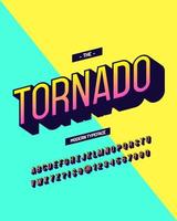 Tornado modern typeface colorful 3d style. Cool original alhabet vector