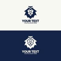 Lion emblem set consisting lion head cyan color flat style for shield firm etc vector
