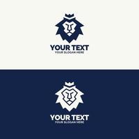 Lion emblem set consisting lion head cyan color flat style for shield firm etc vector