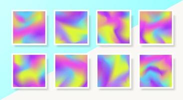 Cover design template holographic gradient square shape set vector