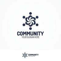 Support community logo consisting as silhouette team people black color vector