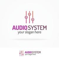 logotipo del sistema de audio con estilo de color moderno de línea de ecualizador vector