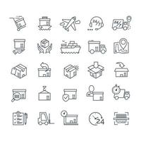 Set of delivery icons black color for your app design project. Logistic icons. Vector Ilustration