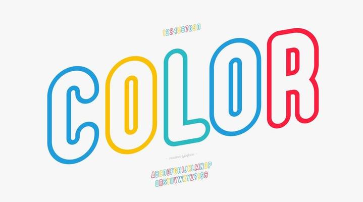 Vector color font bold outline style
