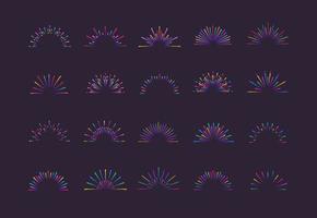 Sunburst set neon style vector