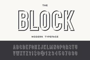bloquear el tipo de letra moderno. alfabeto tipografía moderna sans serif vector