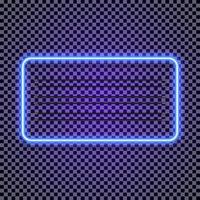 Vector neon horizontal frame cyan color style on transparent background