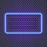 Vector neon horizontal frame cyan color style on transparent background