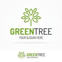 Green tree logo set line style vector