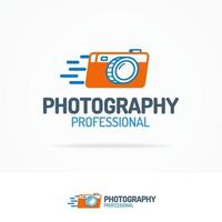 Photography logo set with photocamera color vector