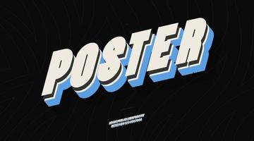 Vector poster font 3d bold color style