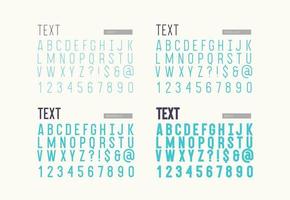 Set of vector font light, regular, semibold and bold style