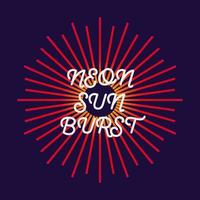 Neon sunburst. Firework explosion, star, rays of light. vector