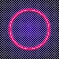 Vector neon circle frame red color on transparent background