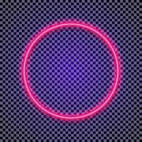 Vector neon circle frame red color on transparent background