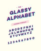 Vector glassy font modern typography. Alphabet slanted sans serif style