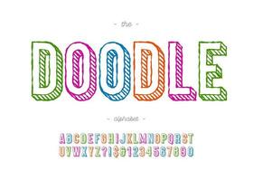 Vector doodle font colorful style