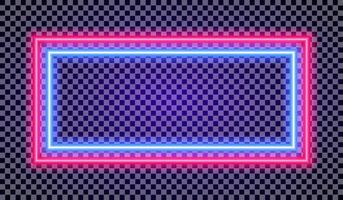 Neon horizontal frame colorful style on transparent background vector