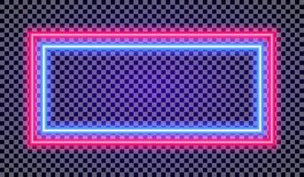 Neon horizontal frame colorful style on transparent background vector