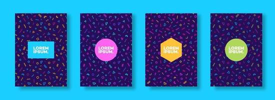 Cover design template set with memphis geometric background  for decoration brochure vector