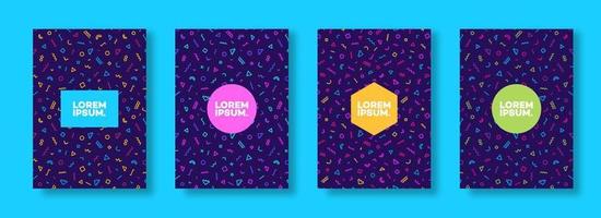 Cover design template set with memphis geometric background  for decoration brochure vector